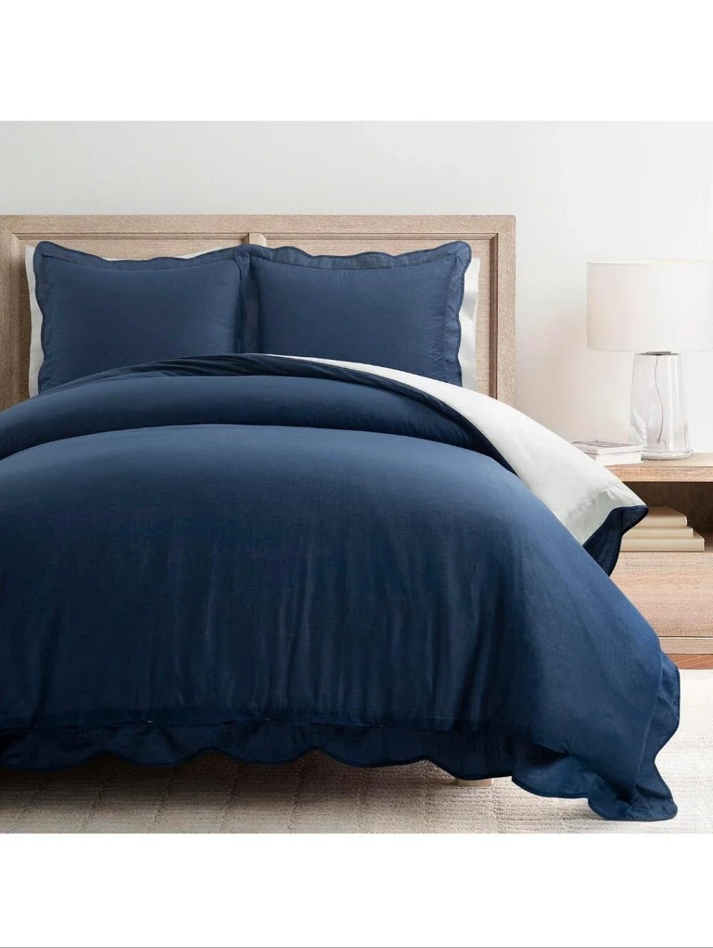 Lush Decor Coastal Chic Scalloped Edge Cotton Duvet Cover Set 3 Piece Full/queen